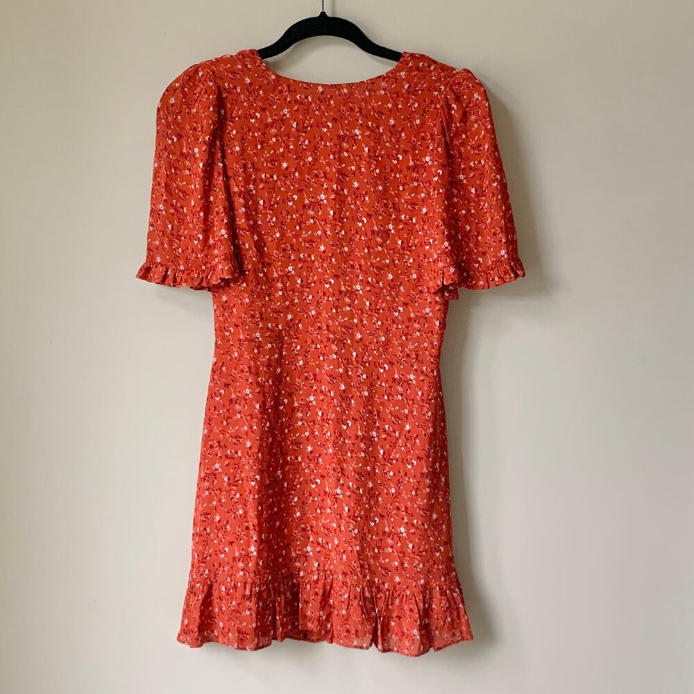 EUC Reformation Alaina Floral Mini Dress, Size 4, Red/Orange